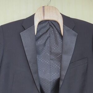 Savvi Tuxedo Jacket Mens 44L Black Merino Wool Super 140s Notch Lapel Evening